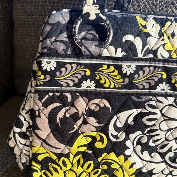 Vera Bradley Elegant Floral Black and Yellow Shoulder Bag - Picture 2 of 7